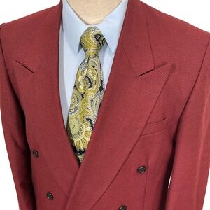 Raffinati Blazer Mens 42R Red Black Micro Houndstooth‎ Double Breasted USA